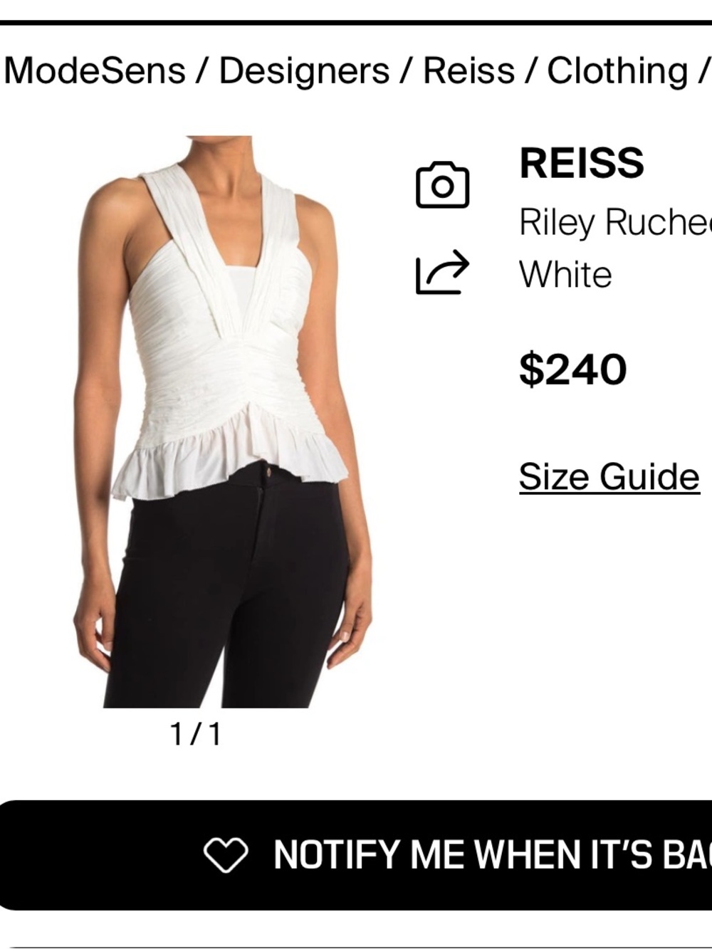 Reiss Riley ruched ruffle tank top Size 10